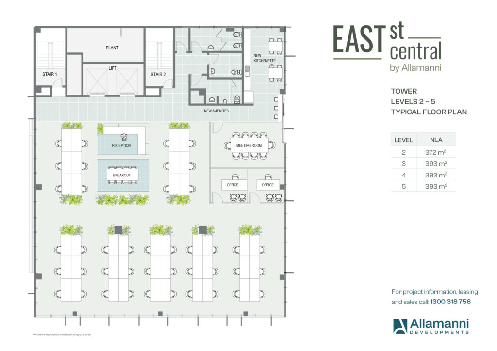 East St Central, Tower, Level 2 - 5 Typical Floor Plan